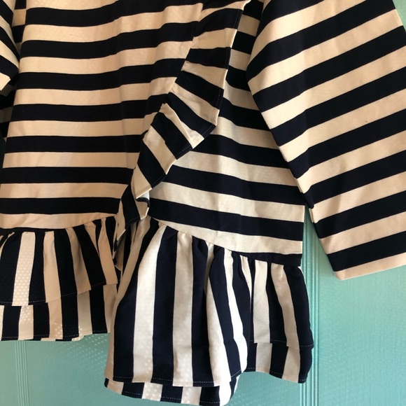 J crew navy and cream ruffle top - Picture 3 of 6